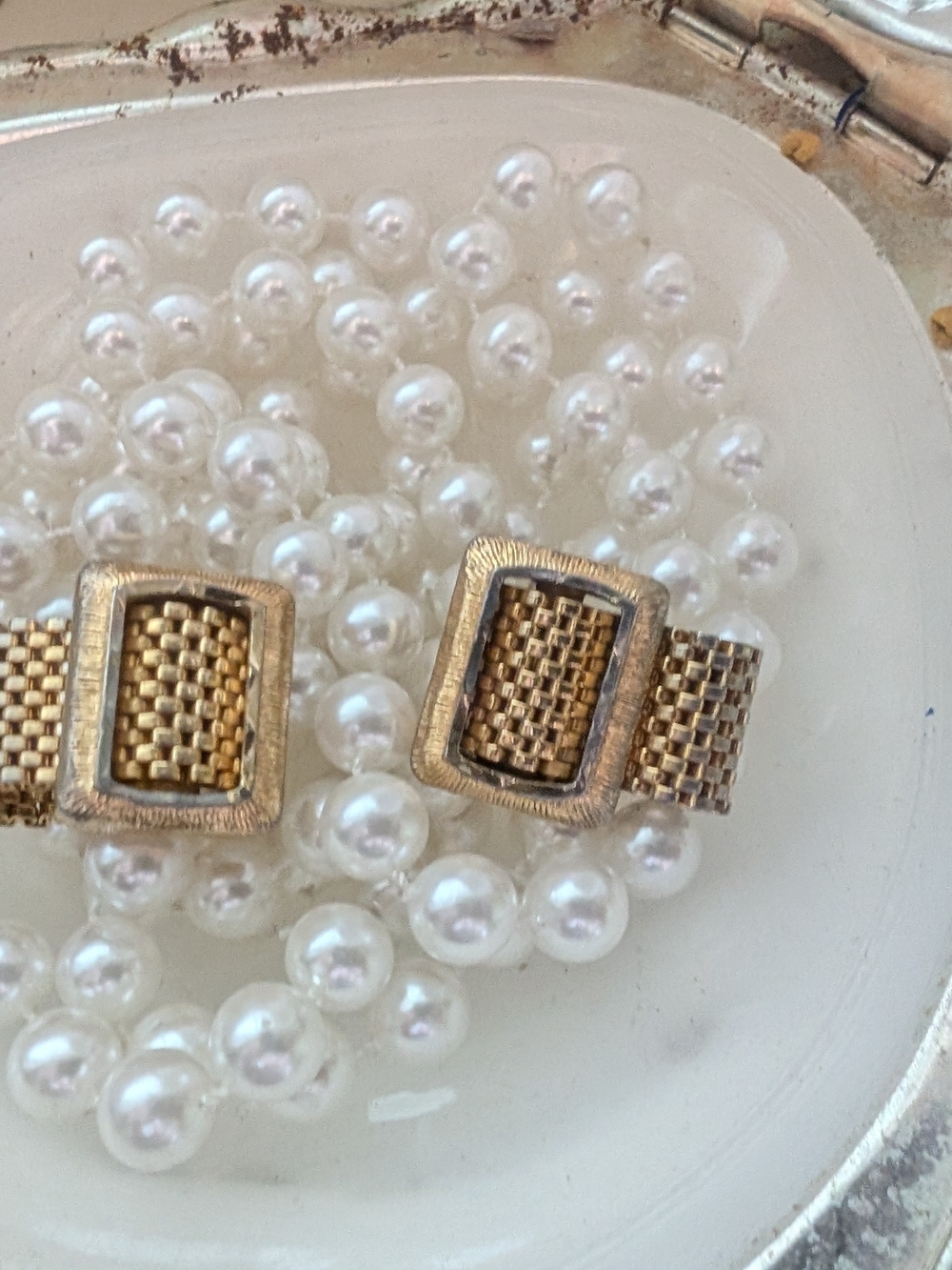 Vintage Goldtone Mesh Belt Buckle Style Men's Cufflinks